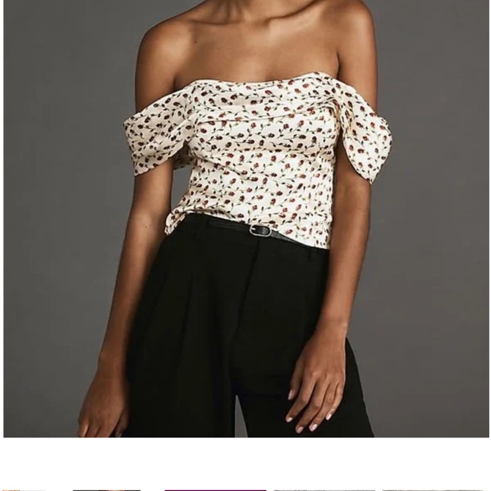 NWOT - Sézane Silk Floral Off-Shoulder Corset Top - Size 0